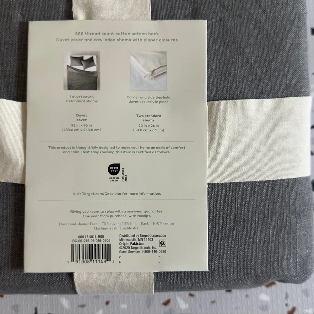 Casaluna Full/Queen Heavyweight Linen Blend Duvet Cover & Sham Set Dark Gray